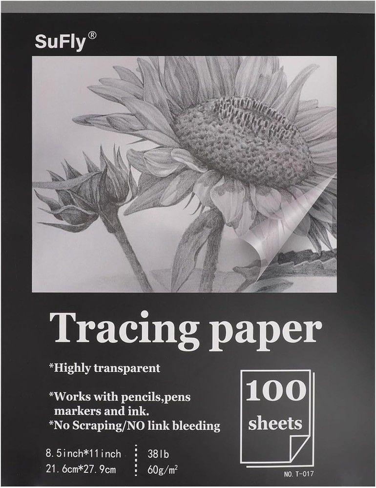 Tracing Paper 8.5×11 inch, 100 Sheets Transparent 8.5-x-11-inch:1 Pack, Clear