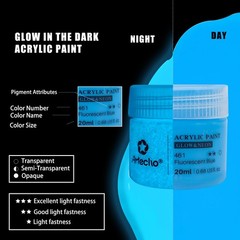 Glow in the Dark Paint – Set of 8 Colors 20 ml / 0.7 oz Acrylic Paint for Decor