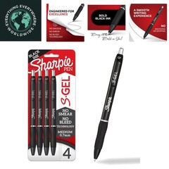 S-Gel Pens – 0.7mm Medium Point Black Ink, 4 Pack for Drawing
