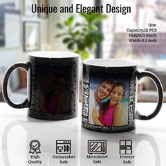 TANGLONG Color Changing Coffee Mugs 11oz Sublimation Mugs Magic Black 11 Ounces