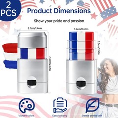 Patriotic Red White Blue Face Paint Stick Makeup for 4th 2 Psc-Silver Housing