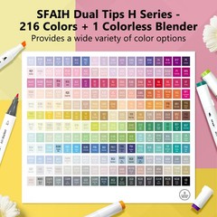 SFAIH Alcohol Markers Fine & Chisel – 217 Colors Dual Tip Coloring Markers fo…