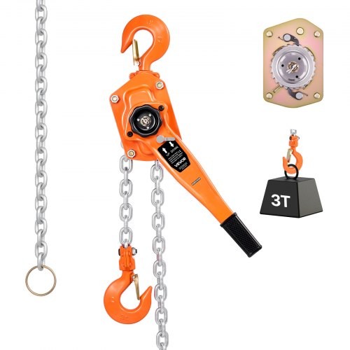 Manual Lever Chain Hoist, 3T 6600LBS Capacity Heavy Duty Come Along, 10FT Li…