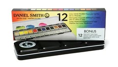 Color Hand Poured Pan Set In A Metal Box With Bonus 12 Empty Half Pans 1 Unit p