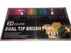Dual Tip Brush Pens, 24 Colors Art Markers with Fine & Brush Tip