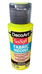 Lot Of 3 DecoArt SoSoft Fabric Neons Acrylic Paint 2oz-Neon Green