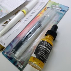 Mixed Media Art Supply Lot Nuvo Water Brushes Dylusions Paint Pens Watercolor