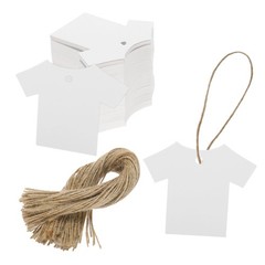 100Pcs Kraft Paper Gift Tags with String,2.8×2.2″ T-shirts Paper Labels White