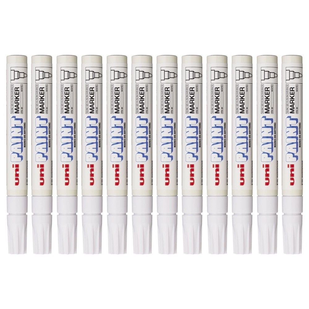 12 Pack White Industrial Paint Markers Permanent Ink for Metal Plastic Wood F…