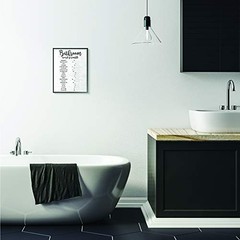 Bathroom Scramble White Word Wall Art, 11 x 14, 14L” x 11W” Black Framed