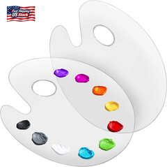 U.S. Art Supply 9″ X 11.8″ Clear Oval Acrylic Painting Palette (2-Pack) – Artist
