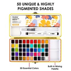 50 Colors Premium All-In-One Water Color Paint Set – Detail Paint Brush Included