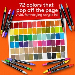 72-Pack Dual-Tip Acrylic Paint Markers Fine Dot Tip Fast Dry for Rock Glass Wood