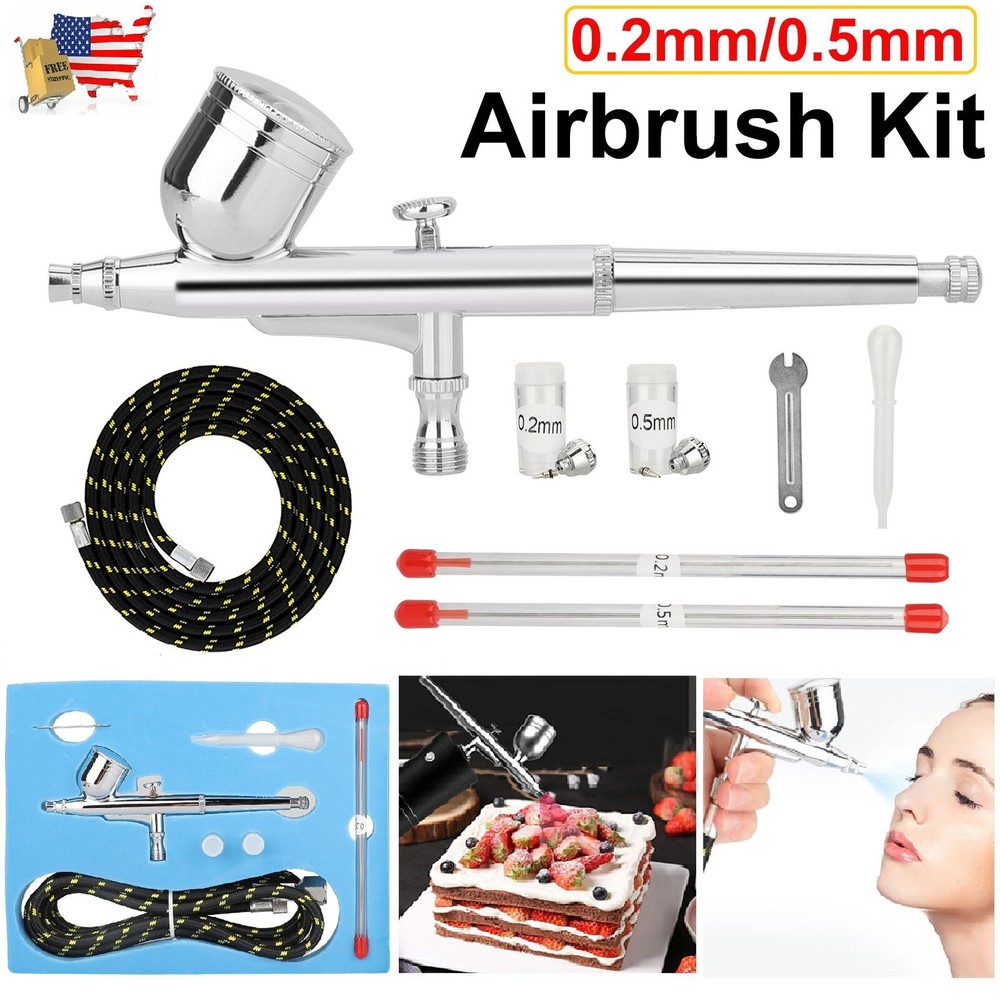 Dual Action Gravity Feed Air Brush Airbrush Kit Spray Gun Compress Paint Art Set