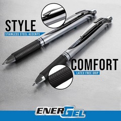 Retractable Gel Pens, 0.7mm Stainless Steel Tip, Red Ink – Pack of 12