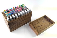Copic marker storage box holder organizer w/ magnetic lid handmade wooden
