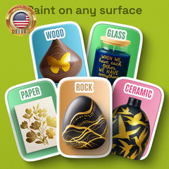 5 Gold Acrylic Paint Markers – Paint Pens for Drawing – for Fabric, Rock, Glass,