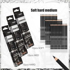 36 Pcs Professional Charcoal Pencils Soft, Medium and Hard for Drawing Charcoal