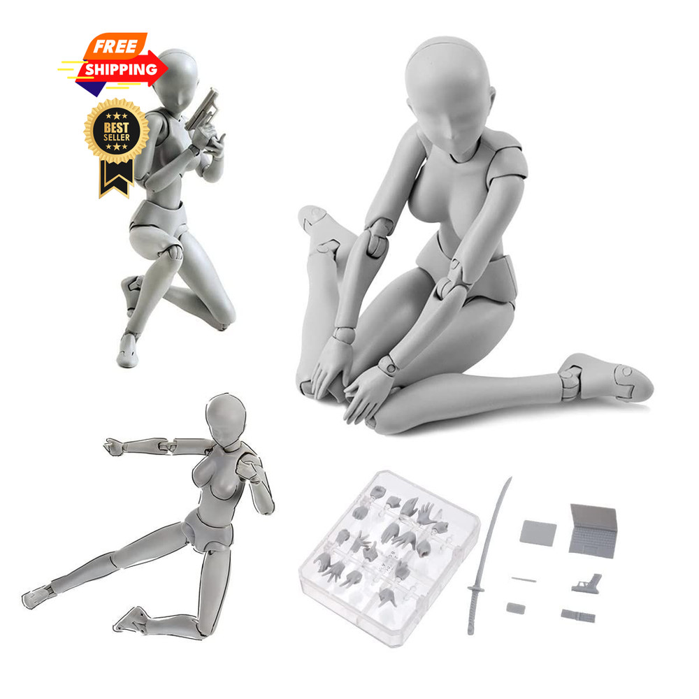 Artists Manikin Art Mannequin Figures Supplies 5 in./12.7cm, Grey Female