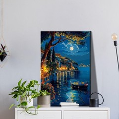 Paint by Numbers Kit for Adults with Frame, Moon Paint by Number with Easel