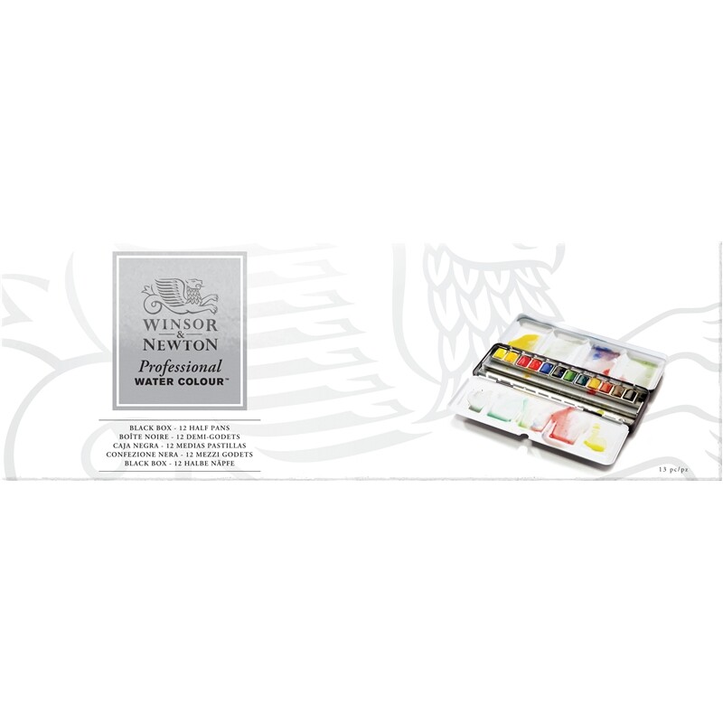 Winsor & Newton Artists Professional Quality Watercolor Paint Set – 12 Half Pans