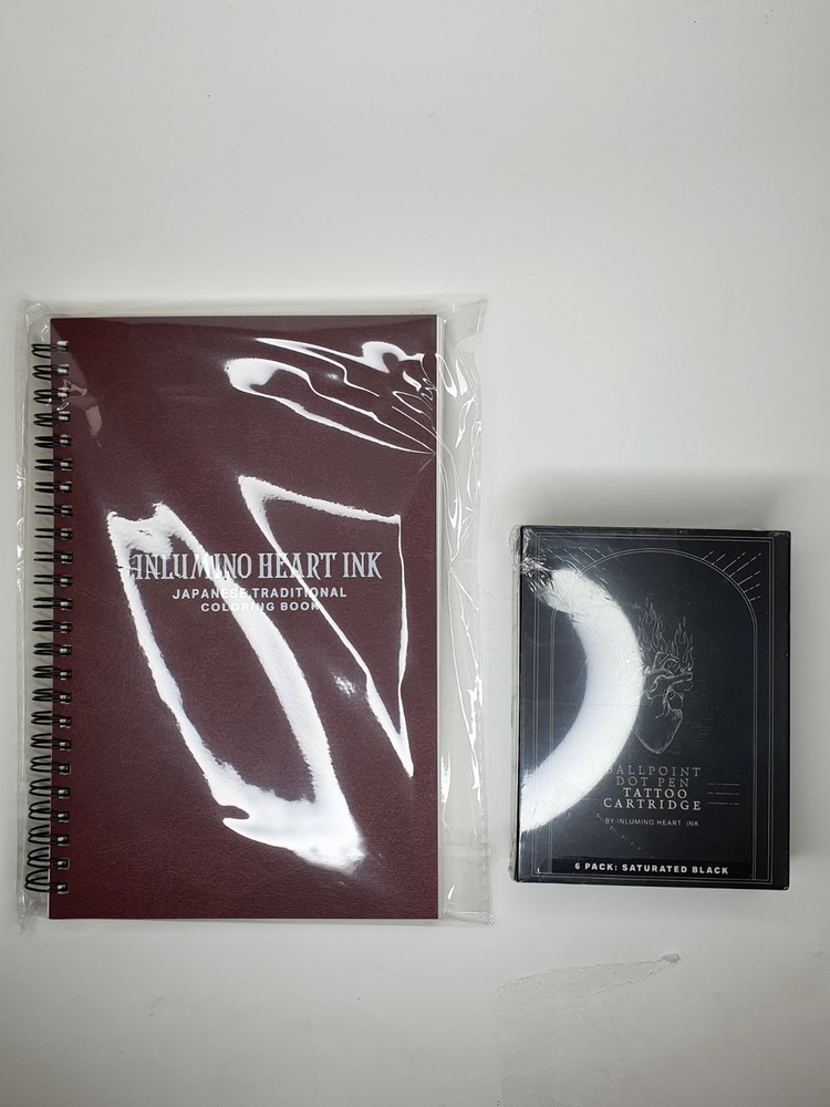 Inlumino Heart Ink – Ballpoint Dot Pen Tattoo Cartridge notebook Pack of 2