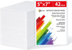 5×7 Small Canvas Boards Pack of 42 Pre Primed Cotton Panels for Painting