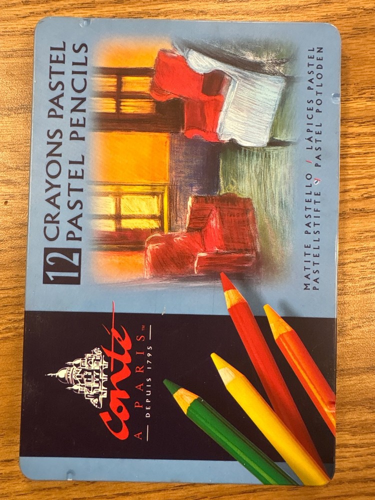Conte a Paris Lot Of 12 Vintage Pastel Colored Pencils 1355 Complete Art Drawing