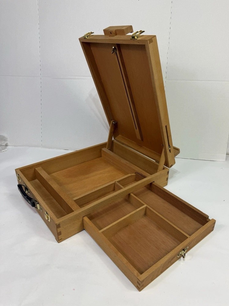 Wood Portable Art Easel & Storage Box For Drawing & Painting Supplies & Tools