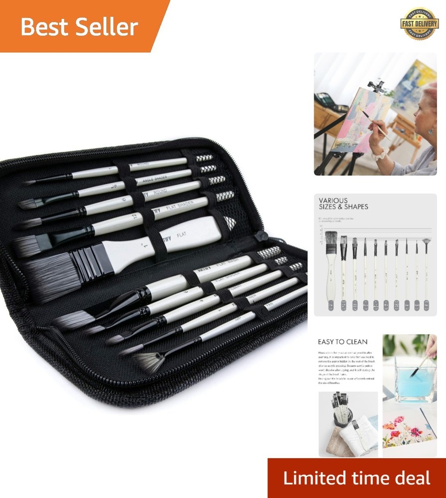 ARTIFY Paint Brush Set, 10 Pieces Paint Brushes for Acrylic Painting with cas…