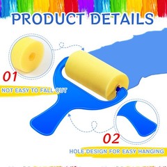 50 Pcs 3″ Foam Paint Brushes for Foam Paint Roller Small Sponge Roller with B…