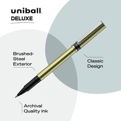 uniball Deluxe Roller Ball Pen, Stick, Fine 0.7 12 Count (Pack of 1), Black