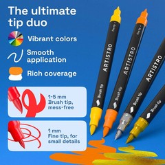 ARTISTRO 36 Acrylic Paint Markers – Paint Pens for Drawing, Brush + Fine Tips –