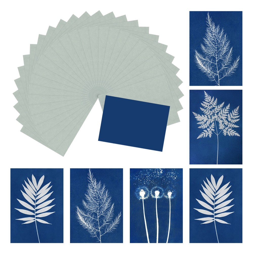 24 Sheet Cyanotype Paper Sun Print Paper Kit Blue Crafts Paper 4.1″x2.9″