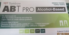 TOMBOW 56971 ABT PRO ALCOHOL-BASED INK DUAL TIP MARKERS GREEN TONES 5 PC NEW