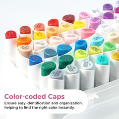 Alcohol Markers: Mini Brush & Slim Broad 60 Illustration Colors Dual Tip Brus…