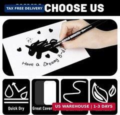 Pagather Black and White Acrylic Paint Markers, 12 Pack Dual Tip with Fine Tip a