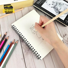 7.5 X 5.1 Inch Sketch Book, 50 Sheets,100Gsm, Spiral Bound Black Hardcover with