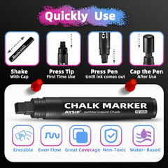 Window Chalk Markers for Blackboard，10 Colors Washable Glass Jumbo Liquid Chalk