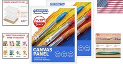2 Pack 8×10 Canvas Boards for Painting, 100% Cotton Primed Art Panels