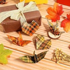 60 Sheets Fall Plaid Pattern Paper A5 Size Double-Sided Craft Paper for Autumn H