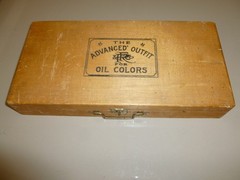 Antique Artist Wooden Paint Box Chest 19th c Dovetail Wood Tool Case RARE