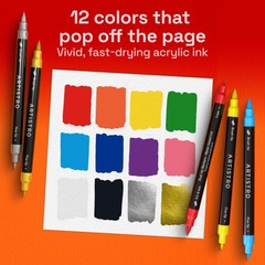 ARTISTRO 12 Acrylic Paint Markers – 1 Count (Pack of 12), Multicolor