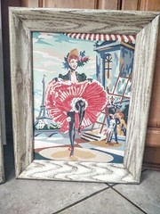 3 Mid-century Modern French English Spanish Dancers Paint By Number Framed Art
