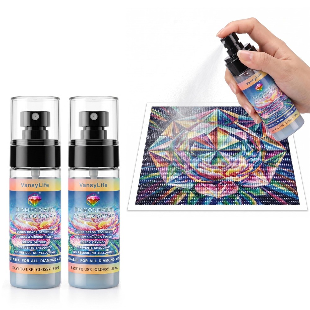 VansyLife Diamond Art Sealer Spray, 30 Minutes Fast Drying, Secure 2 PACK