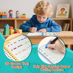 Magic Grooved Writing Practice for Kids,Reusable Grooved Handwriting Workbooks A