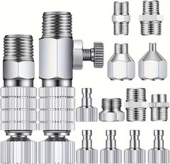 16 Pcs Airbrush Adapter Set 1/8 and 1/4 Inch Male/Female Connectors Quick