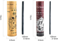 Vine Charcoal, Soft, Black 25 Charcoal Sticks for Drawing, Sketching, and Fine A