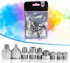 9Pcs Airbrush Adapter Set Fitting Connector Kit for Compressor and Hose Setup