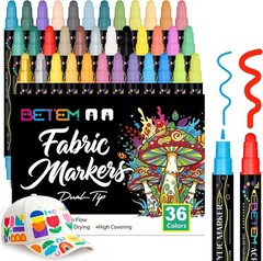 36 Colors Dual Tip Acrylic Paint Markers, Fabric Decorating Kits Water-Based…